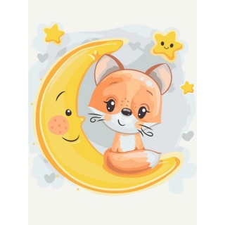 Malowanie po numerach BRUSHME, 30x40 cm, kids, lis na księżycu, 1 szt., Produkty kreatywne, Artykuły szkolne