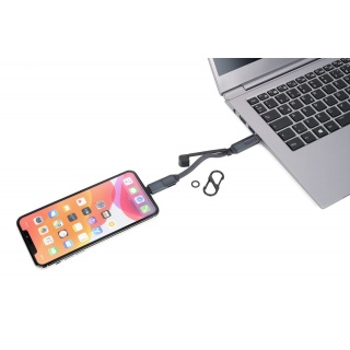 Brelok TROIKA Speedy To Go, z kablem ładującym USB-C, czarny, Ekskluzywne, Gadżety