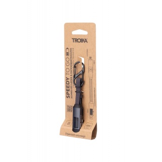 Brelok TROIKA Speedy To Go, z kablem ładującym USB-C, czarny, Ekskluzywne, Gadżety