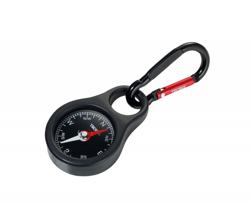 Brelok TROIKA Wegweiser, kompas, z karabińczykiem, czarny, Ekskluzywne, Gadżety