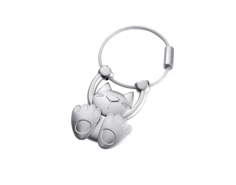 Brelok TROIKA Tabby, metal, szary, Ekskluzywne, Gadżety