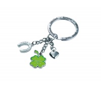 Brelok TROIKA Glucksbringer Klee, 3 charmsy, emaliowany metal, Ekskluzywne, Gadżety
