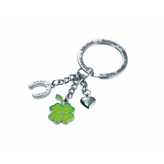 Brelok TROIKA Glucksbringer Klee, 3 charmsy, emaliowany metal, Ekskluzywne, Gadżety