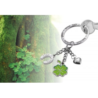 Brelok TROIKA Glucksbringer Klee, 3 charmsy, emaliowany metal, Ekskluzywne, Gadżety