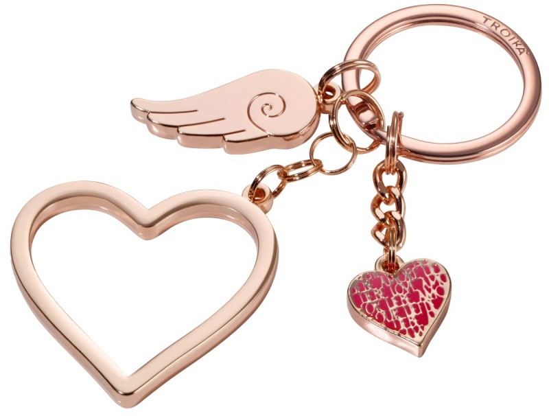 Brelok TROIKA Love Is In The Air, emaliowany metal, różowe złoto, Ekskluzywne, Gadżety
