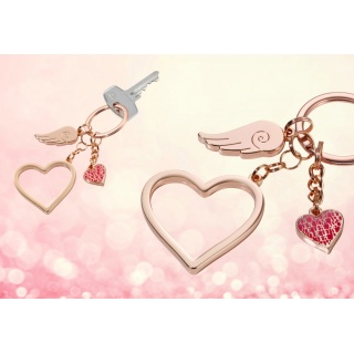 Brelok TROIKA Love Is In The Air, emaliowany metal, różowe złoto, Ekskluzywne, Gadżety