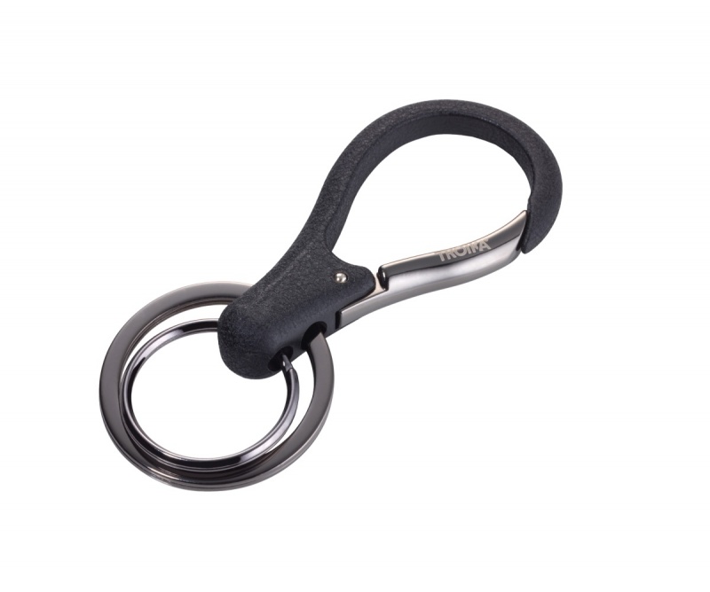 Brelok TROIKA 3xKey, 2 k&oacute;łka do kluczy, karanińczyk, czarny, Ekskluzywne, Gadżety