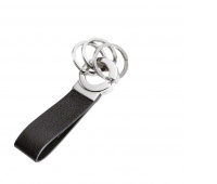 Brelok TROIKA Key-Click, 3 k&oacute;łka do kluczy, czarna sk&oacute;ra, Ekskluzywne, Gadżety