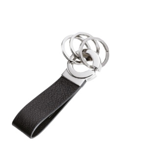 Brelok TROIKA Key-Click, 3 k&oacute;łka do kluczy, czarna sk&oacute;ra, Ekskluzywne, Gadżety