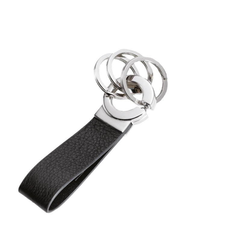 Brelok TROIKA Key-Click, 3 k&oacute;łka do kluczy, czarna sk&oacute;ra, Ekskluzywne, Gadżety