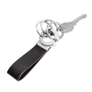 Brelok TROIKA Key-Click, 3 k&oacute;łka do kluczy, czarna sk&oacute;ra, Ekskluzywne, Gadżety
