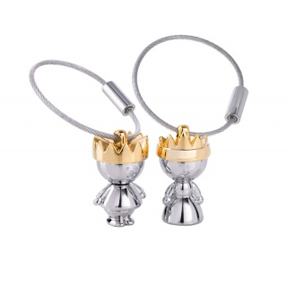 Brelok TROIKA Little King & Little Queen, chromowany metal, Ekskluzywne, Gadżety