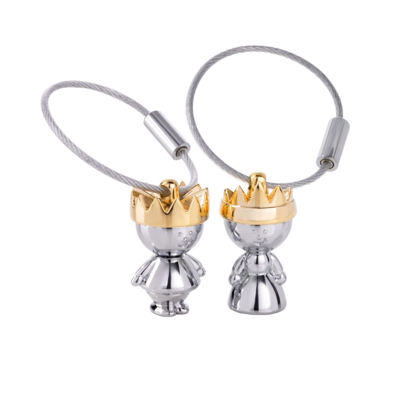Brelok TROIKA Little King & Little Queen, chromowany metal, Ekskluzywne, Gadżety