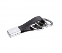 Brelok TROIKA Twister, 3 k&oacute;łka do kluczy, sk&oacute;ra/metal, czarny, Ekskluzywne, Gadżety