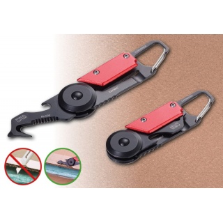 Brelok TROIKA Egon, z karabińczykiem, 5 funkcji, czarno‑czerwony, Ekskluzywne, Gadżety