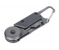 Brelok TROIKA Egon, z karabińczykiem, 5 funkcji, czarno‑szary, Ekskluzywne, Gadżety