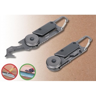 Brelok TROIKA Egon, z karabińczykiem, 5 funkcji, czarno‑szary, Ekskluzywne, Gadżety