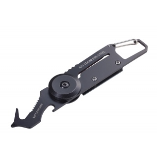 Brelok TROIKA Egon, z karabińczykiem, 5 funkcji, czarno‑tytanowy, Ekskluzywne, Gadżety