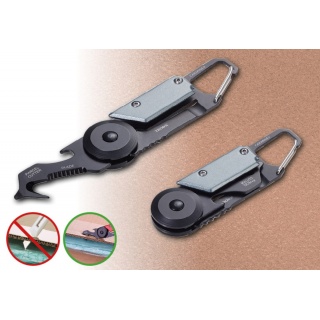 Brelok TROIKA Egon, z karabińczykiem, 5 funkcji, czarno‑tytanowy, Ekskluzywne, Gadżety