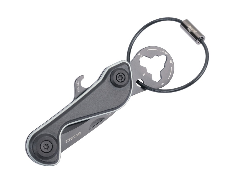 Brelok TROIKA Parcel Cut & Cart, 9 funkcji, czarno‑tytanowy, Ekskluzywne, Gadżety