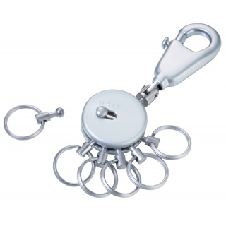 Brelok TROIKA Patent, z karabińczykiem, na 6 kluczy, srebrny mat, Ekskluzywne, Gadżety
