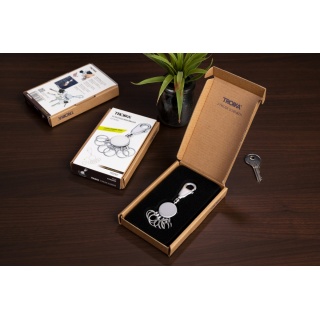 Brelok TROIKA Patent, z karabińczykiem, na 6 kluczy, srebrny mat, Ekskluzywne, Gadżety