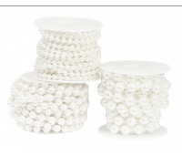 Perełki na sznurku, śr 6mm/3mb, białe