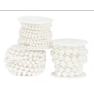 Perełki na sznurku, śr 6mm/3mb, białe, Koraliki, Art. kreatywne