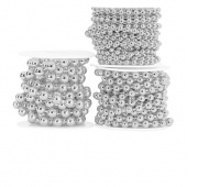 Perły metal na sznurku, śr. 6mm/3mb, srebrne, Koraliki, Art. kreatywne