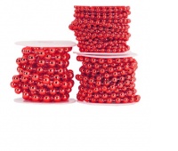 Perły metal na sznurku, śr. 8mm/2mb, czerwone, Koraliki, Art. kreatywne