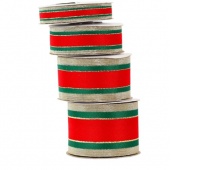 Wstążka szkocka z brokatem, 25mm/9mb, złocona M2, Wstążki, tasiemki, Art. kreatywne