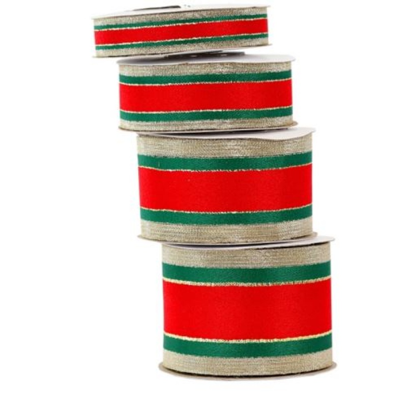 Wstążka szkocka z brokatem, 25mm/9mb, złocona M2, Wstążki, tasiemki, Art. kreatywne