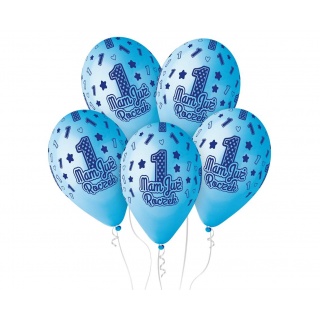 BALONY PREMIUM HEL MAM JUŻ ROCZEK 13" NIEB./5/, Balony, Art. na okazje i przyjęcia