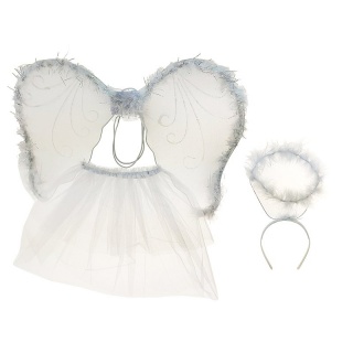 skrzydełka aniołka 44x32,5cm, ze sp&oacute;dniczką dł.29cm, r&oacute;żdżka, aureolka;, Kostiumy i dodatki, Art. na okazje i przyjęcia
