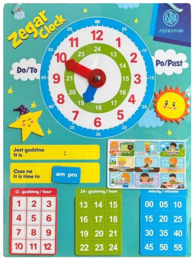 MAGNETYCZNY ZESTAW DO NAUKI ZEGARA ASTRAFUN 48 EL., Edukacyjne, Zabawki