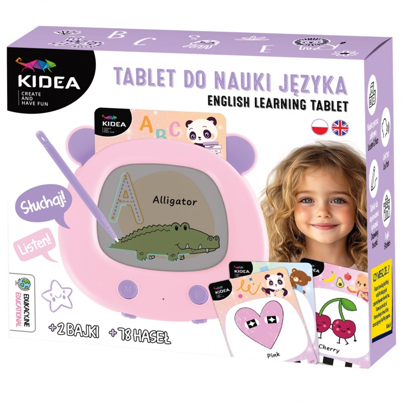 TABLET DO NAUKI JĘZYKA A KIDEA, Edukacyjne, Zabawki