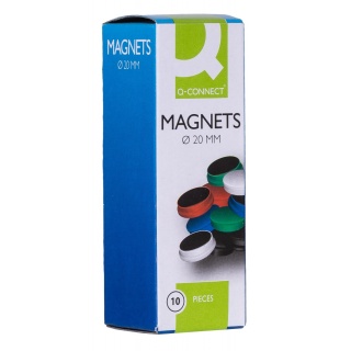 Magnesy do tablic Q-CONNECT, okrągłe, 20mm, 10szt, czarne, Bloki, magnesy, gąbki, spraye do tablic, Prezentacja