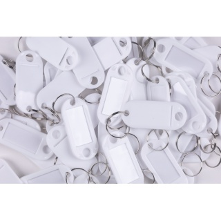 Zawieszki na klucze Q-CONNECT, 50x22mm, 100 szt., białe, Szafki na klucze, Wyposażenie biura