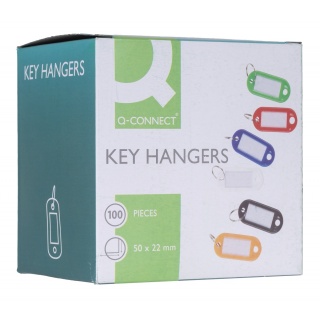 Zawieszki na klucze Q-CONNECT, 50x22mm, 100 szt., białe, Szafki na klucze, Wyposażenie biura
