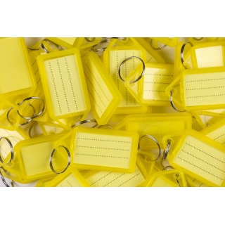 Zawieszki na klucze Q-CONNECT, 55x30mm, 40 szt., ż&oacute;łte, Szafki na klucze, Wyposażenie biura