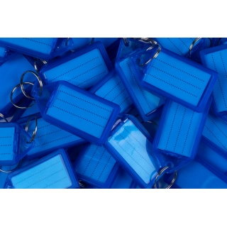 Zawieszki na klucze Q-CONNECT, 55x30mm, 40 szt., niebieskie, Szafki na klucze, Wyposażenie biura