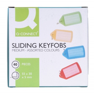 Zawieszki na klucze Q-CONNECT, 55x30mm, 40 szt., mix kolor&oacute;w, Szafki na klucze, Wyposażenie biura