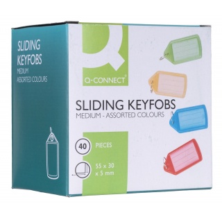 Zawieszki na klucze Q-CONNECT, 55x30mm, 40 szt., mix kolor&oacute;w, Szafki na klucze, Wyposażenie biura