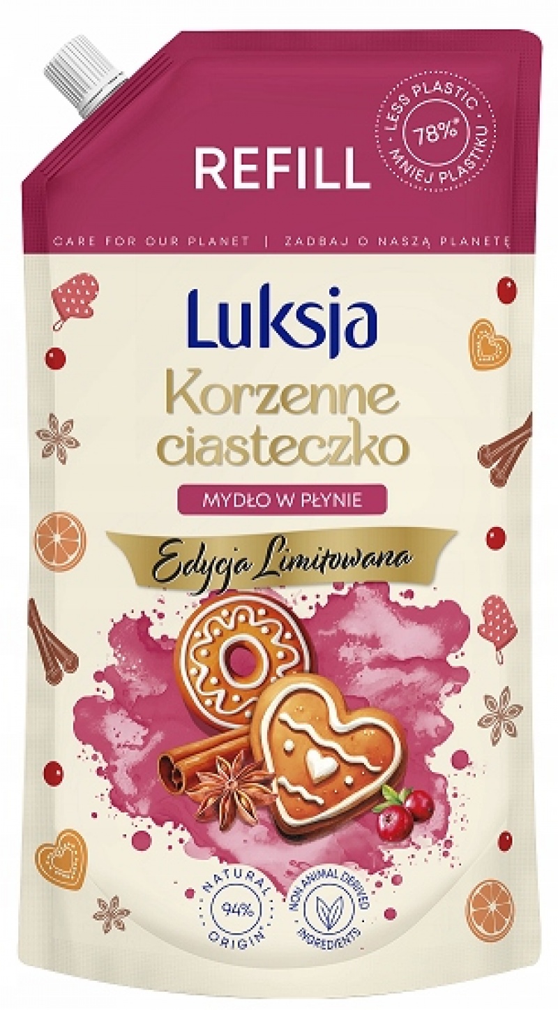 LUKSJA MYDŁO W PŁYNIE 900ML.ZAPAS KORZENNE CIAST., Mydła i dozowniki, Art. higieniczne i dozowniki