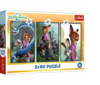 PUZZLE 3X80 ZWIERZAKOWE ŚLEDZTWO !!