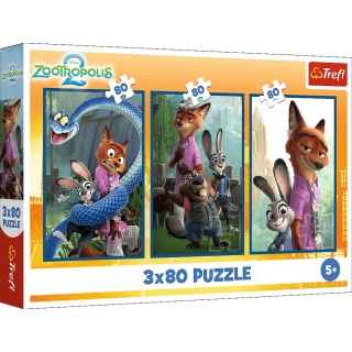 PUZZLE 3X80 ZWIERZAKOWE ŚLEDZTWO !!, 3w1, Puzzle