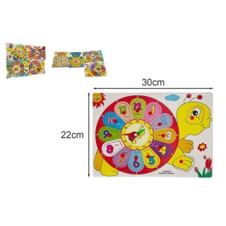 UKŁADANKA DREWNIASNA ZEGAR 8776, Drewniane, Zabawki