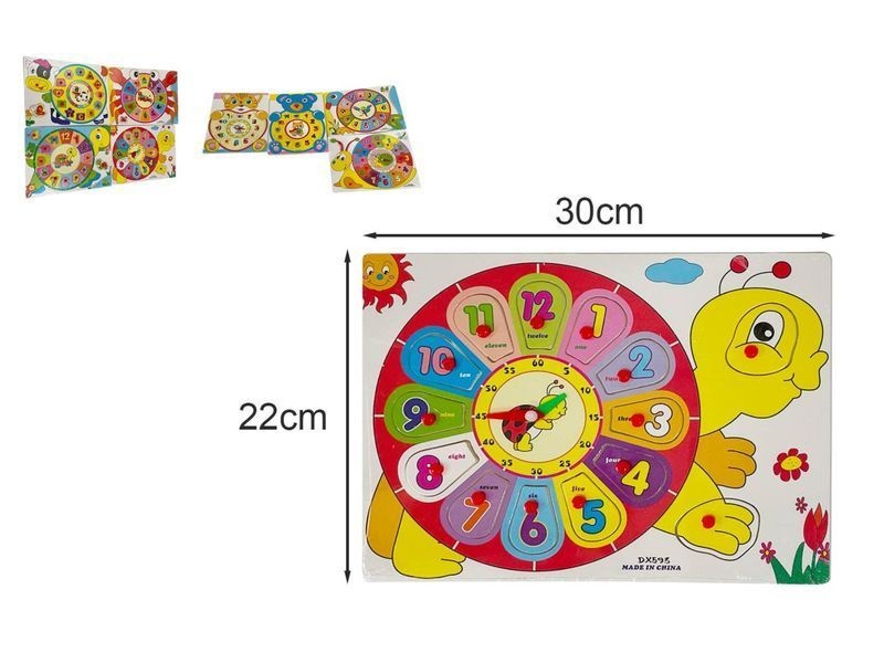 UKŁADANKA DREWNIASNA ZEGAR 8776, Drewniane, Zabawki