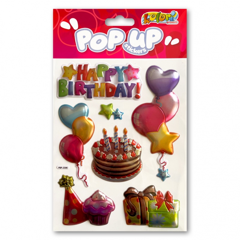 Kolori Naklejki metaliczne PUP-2306 Happy Birthday, Naklejki, Art. kreatywne