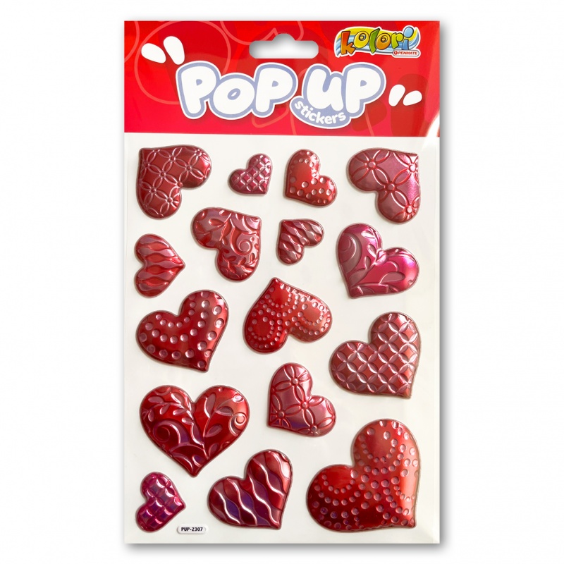 Kolori Naklejki metaliczne PUP-2307 Red Hearts, Naklejki, Art. kreatywne